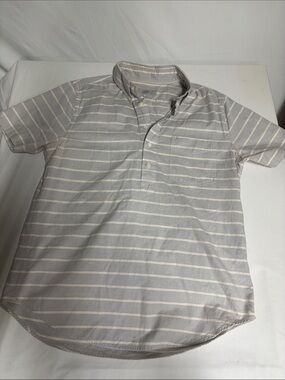Jack Spade Short-Sleeve Button Polo in Light Gray and White